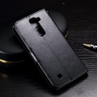 LG K10 (K420N) atvēramais ādas melns maciņš (maks)