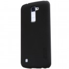LG K10 (K420N) Nillkin Frosted Shield melns plastmasas apvalks + ekrāna aizsargplēve