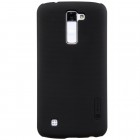 LG K10 (K420N) Nillkin Frosted Shield melns plastmasas apvalks + ekrāna aizsargplēve