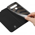 LG K51s (LM-K510) „Dux Ducis“ Skin sērijas melns ādas atvērams maciņš