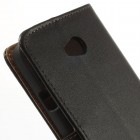 LG L70 D320 atvēramais melns ādas Litchi futrālis - maciņš