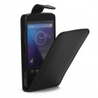 Nexus 4 E960 klasisks ādas vertikāli atvēramais melns futrālis