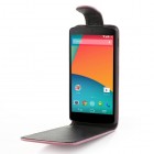 LG Nexus 5 E980 klasisks ādas vertikāli atvēramais rozs futrālis