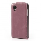 LG Nexus 5 E980 klasisks ādas vertikāli atvēramais rozs futrālis