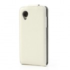 LG Nexus 5 E980 klasisks ādas vertikāli atvēramais balts futrālis