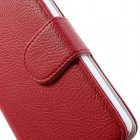 LG Nexus 5 E980 atvēramais sarkans ādas Litchi futrālis - maciņš