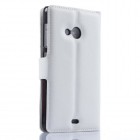 Microsoft Lumia 535 atvēramais balts ādas Litchi maciņš