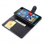 Microsoft Lumia 535 atvēramais melns ādas Litchi maciņš