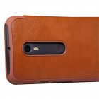 Greznais „Nillkin“ Qin sērijas ādas atvērams brūns Motorola Moto G 3rd (3 Gen) maciņš