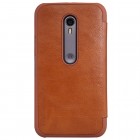 Greznais „Nillkin“ Qin sērijas ādas atvērams brūns Motorola Moto G 3rd (3 Gen) maciņš