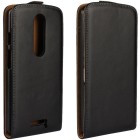 Motorola Moto X Force klasisks ādas vertikāli atvēramais melns maciņš