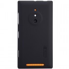 Nokia Lumia 830 Nillkin Frosted Shield melns plastmasas futrālis + ekrāna aizsargplēve