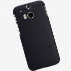 HTC One M8 Nillkin Frosted Shield melns plastmasas futrālis + ekrāna aizsargplēve