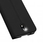 Nokia 1.3 „Dux Ducis“ Skin sērijas melns ādas atvērams maciņš