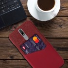Nokia 2.4 „KSQ“ Shell sarkans ādas apvalks ar iebūvētu karšu turētāju