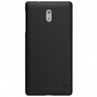 Nokia 3 Nillkin Frosted Shield melns plastmasas apvalks + ekrāna aizsargplēve