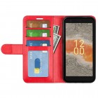 Nokia C02 atvēramais ādas sarkans maciņš (maks)