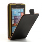 Nokia Lumia 520 klasisks ādas vertikāli atvēramais melns maciņš