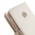 Nokia Lumia 530 atvēramais balts ādas Litchi futrālis - maciņš