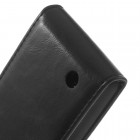 Nokia Lumia 530 klasisks ādas vertikāli atvēramais melns futrālis