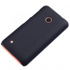 Nokia Lumia 530 Nillkin Frosted Shield melns plastmasas futrālis + ekrāna aizsargplēve