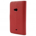 Nokia Lumia 625 atvēramais sarkans ādas Litchi maciņš (maks)