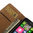 Nokia Lumia 635 atvēramais ādas melns maciņš (maks)