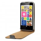 Nokia Lumia 635 klasisks ādas vertikāli atvēramais melns futrālis