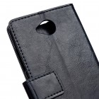 Microsoft Lumia 650 atvēramais ādas melns maciņš (maks)