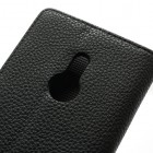 Nokia Lumia 925 atvēramais melns ādas Lychee futrālis - maciņš