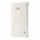 Nokia Lumia 930 atvēramais balts ādas Litchi futrālis - maciņš
