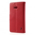 Nokia Lumia 930 atvēramais sarkans ādas Litchi futrālis - maciņš
