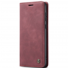 OnePlus 12 CaseMe Retro solīds atvēramais ādas bordo maciņš - maks