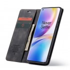 OnePlus 8 Pro CaseMe Retro solīds atvēramais ādas melns maciņš - maks
