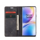 OnePlus 8 Pro CaseMe Retro solīds atvēramais ādas melns maciņš - maks