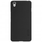 OnePlus X Nillkin Frosted Shield melns plastmasas apvalks + ekrāna aizsargplēve