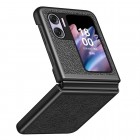 Oppo Find N2 Flip Deluxe Leather melns ādas plastika apvalks