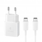 Origināls „Samsung“ PD Fast Charging 15W EP-T1510 tīkla lādētājs - balts + Type-C vads