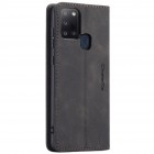 Samsung Galaxy A21s (A217) CaseMe Retro solīds atvēramais ādas melns maciņš - maks