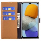 Samsung Galaxy A23 5G (SM-A236B) atvēramais ādas gaiši brūns retro maciņš (maks)