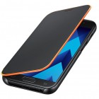 Samsung Galaxy A3 (2017) A320 oficiāls Neon Flip Cover EF-FA320 atvērams melns ādas maciņš (maks)