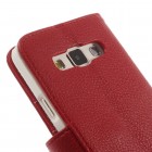 Samsung Galaxy A3 2015 (A300F) atvēramais sarkans ādas Litchi maciņš