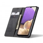 Samsung Galaxy A32 5G CaseMe Retro solīds atvēramais ādas melns maciņš - maks