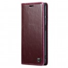 Samsung Galaxy A34 5G (SM-A346E) „CaseMe“ Leather solīds atvēramais ādas bordo maciņš - maks