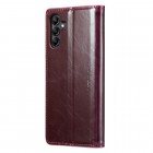 Samsung Galaxy A34 5G (SM-A346E) „CaseMe“ Leather solīds atvēramais ādas bordo maciņš - maks