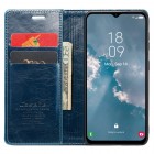 Samsung Galaxy A34 5G (SM-A346E) „CaseMe“ Leather solīds atvēramais ādas zils maciņš - maks