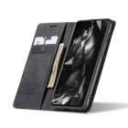 Samsung Galaxy A41 (A415F) CaseMe Retro solīds atvēramais ādas melns maciņš - maks