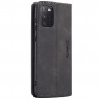 Samsung Galaxy A41 (A415F) CaseMe Retro solīds atvēramais ādas melns maciņš - maks