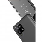 Samsung Galaxy A42 5G plastmasas atvērams melns ādas maciņš