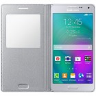 Samsung Galaxy A5 S View Cover atvērams sudrabs ādas maciņš